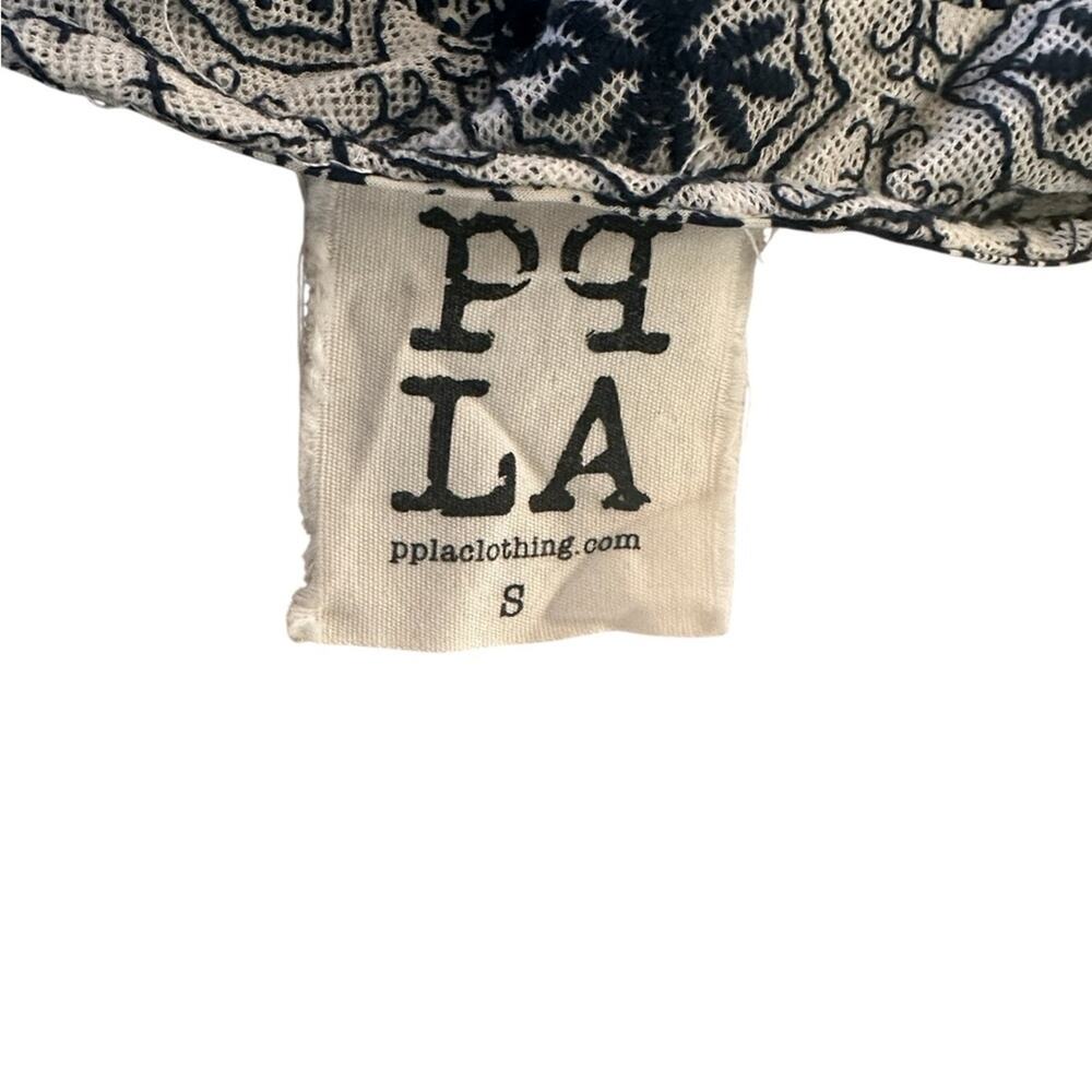 PPLA Boho Tassel Dress Size Small Navy White Tribal Print Mini - Picture 3 of 3